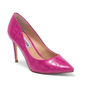 STEVE Madden Vala-C Pointed Toe Croc Embossed Pump In Hot Pink Size 6